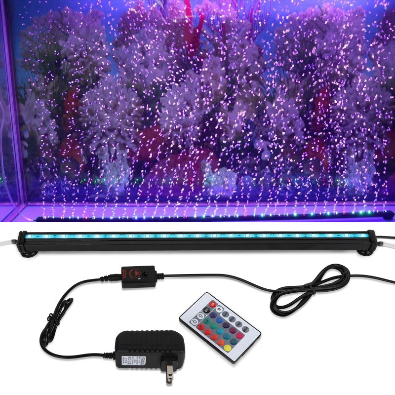 SZMiNiLED Submersible Aquarium Light, Fish Tank Light with Air Bubble Hole, RGB Color Changing Brightness Adjustable IP68 Waterproof Remote Control LED Light for Aquarium Fish Tank 20 inch - Image 1